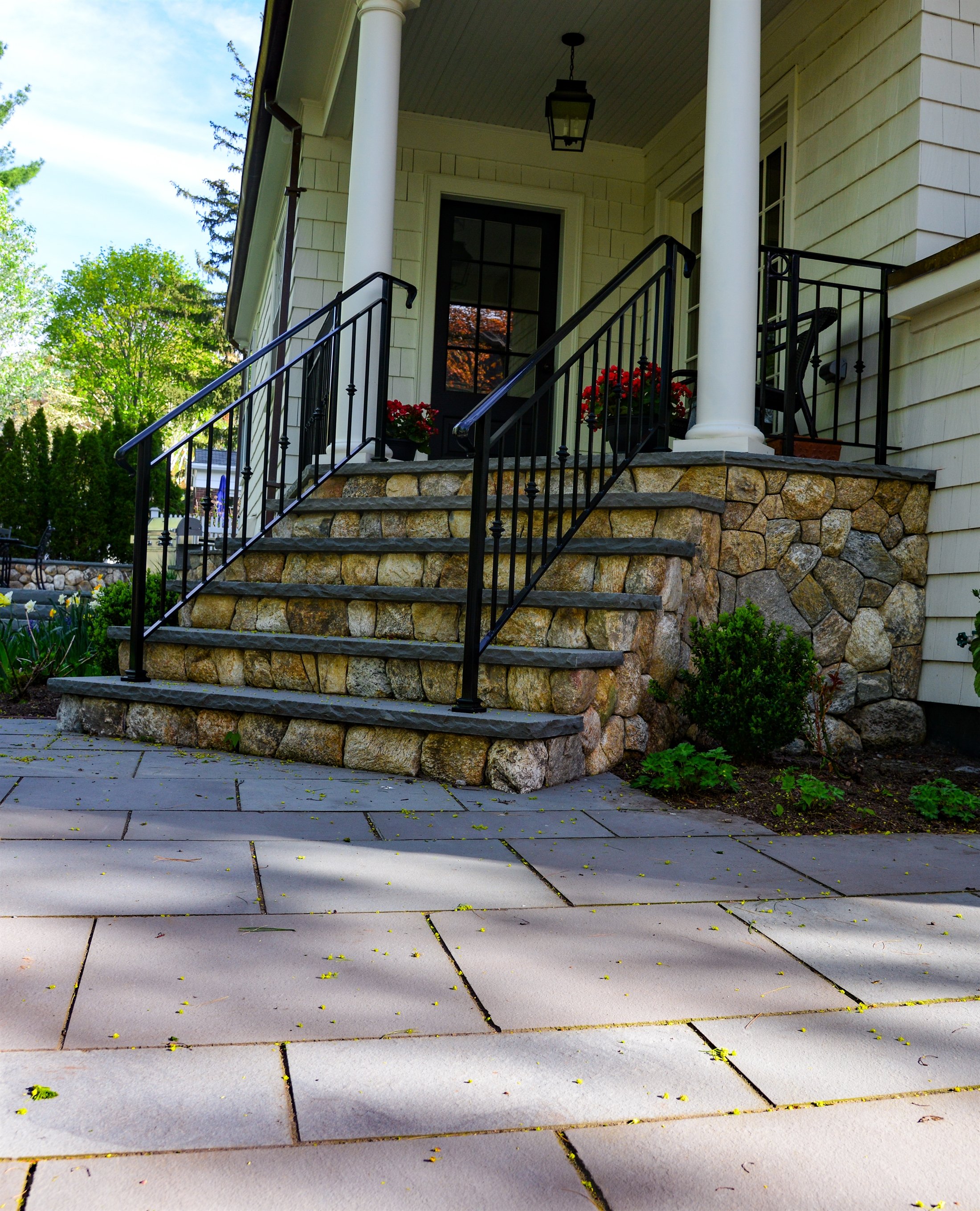 Natural stone steps installation in Boston