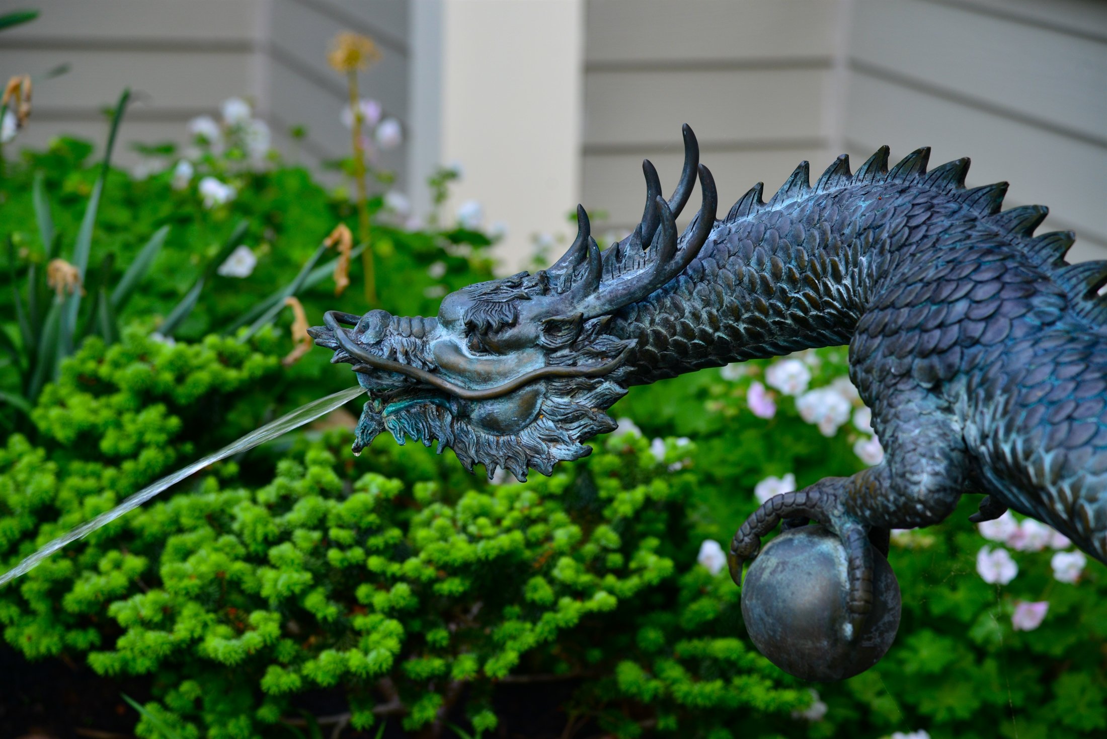 Custom dragon fountain by Stone and Garden Solutions